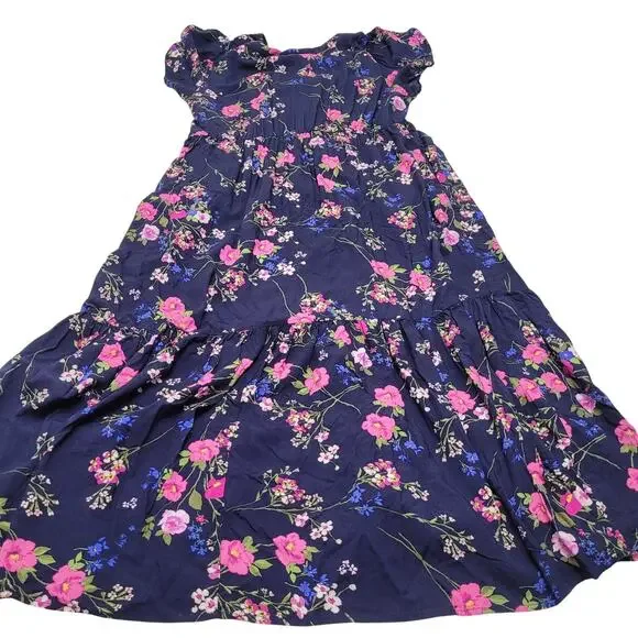 Gap ruched V neck maxi dress floral blue tiered romantic XXL boho - Picture 9 of 9